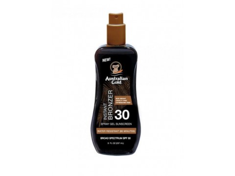 AUSTRALIAN GOLD SPF 30 SPRAY GEL WITH BRONZER, apsaugos nuo saulės pienelis su bronzantais, 237ml